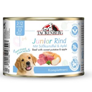 Mokra hrana za mladičke iz govedine s sladkim krompirjem in jabolkom